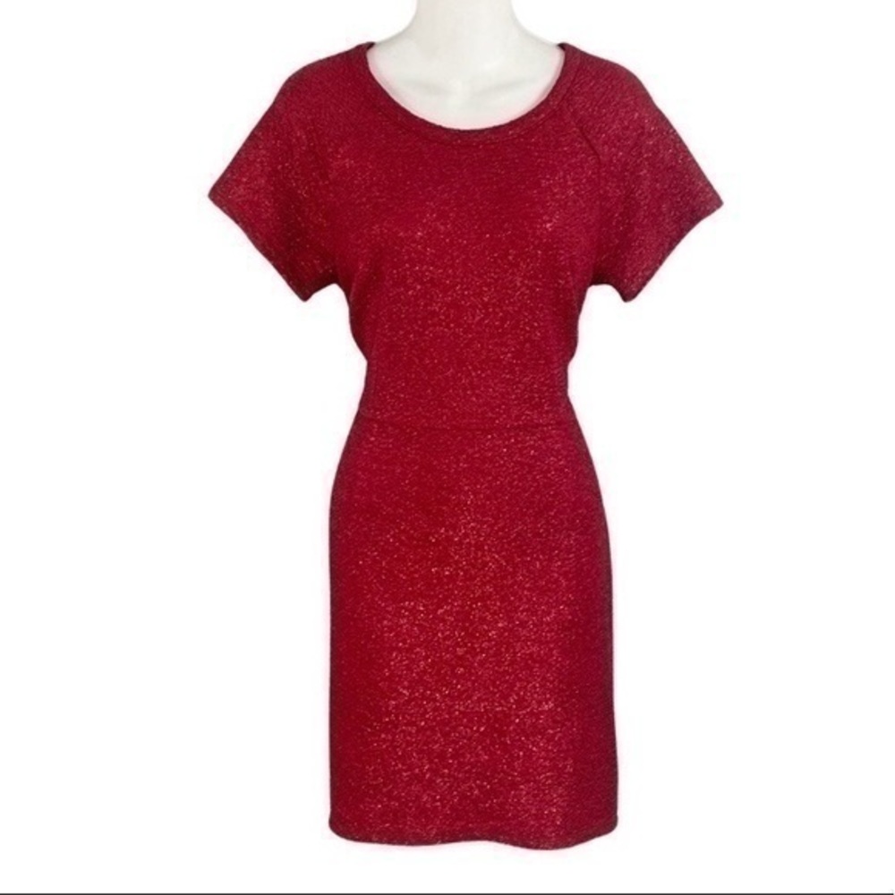 NWT Collective Concepts deep red metallic textured sheath dress C.C16